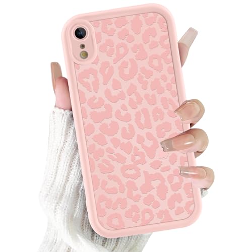 lioscre Cute Cheetah Print Phone Case for iPhone XR 6.1", Pink