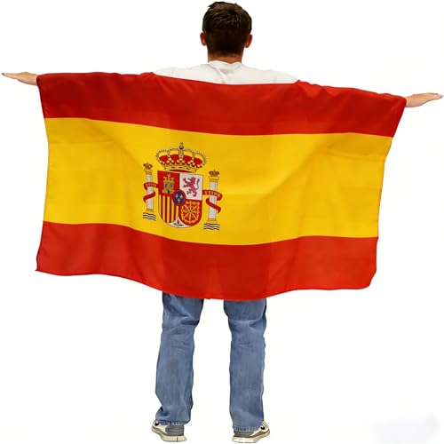 HOMAVEL Capa Bandera Español,90x152cm,Portátil,Con la Bandera Español,Ideal Para Disfraces y Como Capa Ligera para Aficionados en Estadios,Eventos Públicos y Fiestas Callejeras.