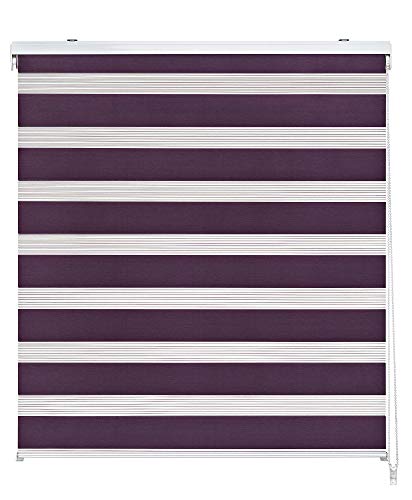 Easydeco - Estor Enrollable Noche y Día (Day and Night) (200_x_250_cm, Berenjena)