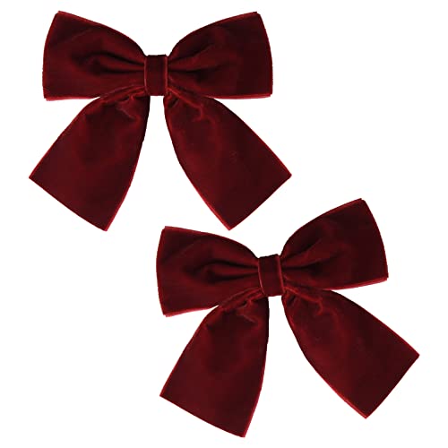 2PCS Velvet Hair Bows Red Hair Ribbon Clips 4