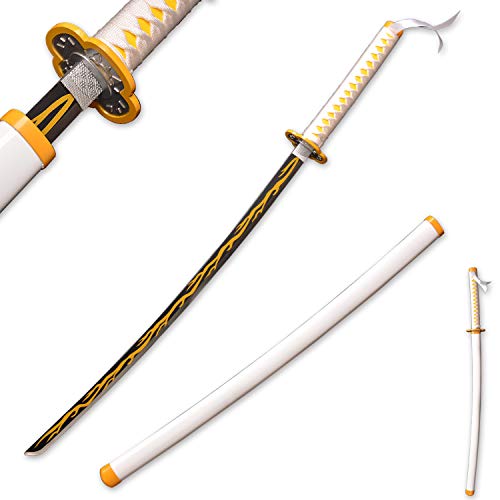 Sword fort Handmade Katana Anime Cosplay Sword, Carbon Steel Demon Sword Real Metal-Agatsuma Zenitsu