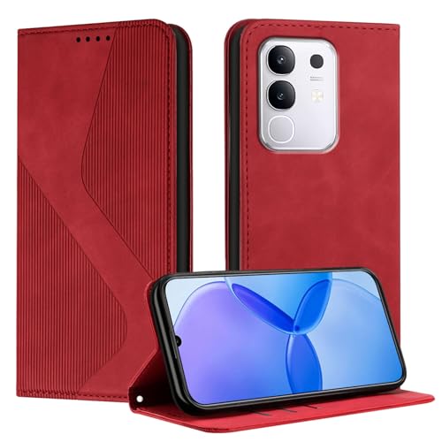 Housse OnePlus Nord CE4 Lite 5G Rouge : Étui Portefeuille Idéal pour Sorties et Vidéos