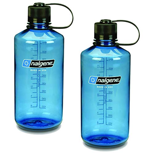 Nalgene Narrow Mouth 1 qt Everyday Water Bottle - 2 Pack (Slate Blue with Black Lid)