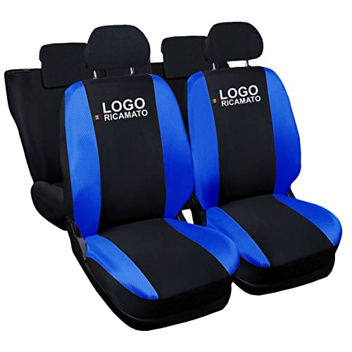 Auto Accessori Lupex Fundas de asiento de coche compatibles con Q2 | Made in Italy | Juego delanteros y traseros | Logo bordado | Airbag Adaptables | Interior (negro/azul Royal) Cover
