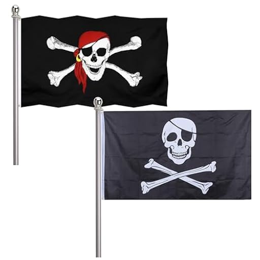 Bandera pirata del Caribe con bufanda roja, bandera de calavera de corsario, decoraciones de Halloween, 2 piezas | Ya disponible en tu tienda friki favorita! En mundofriki.es!