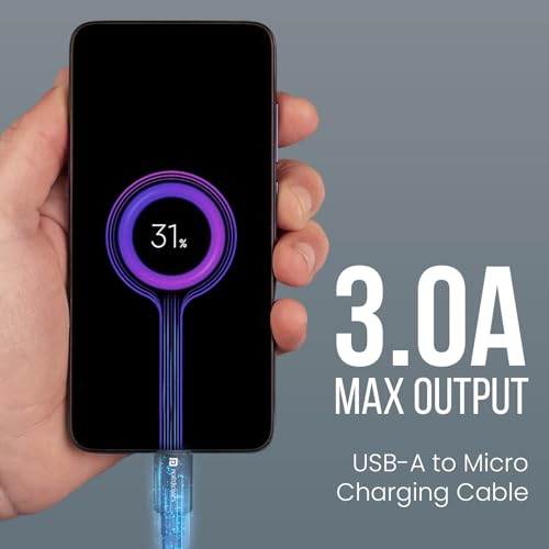 Image of Portronics Konnect X USB-A to Micro USB Fast Charging Cable With Max 3A Output,Fast Charging & Data Transfer, Nylon Braided, Aluminium Alloy Shell, 1M Length compatible with Micro usb Devices(Black)