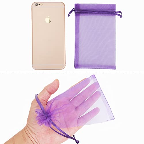 Image of HRX Package 100pcs Organza Bags, 4 x 6 inches Christmas Wedding Favors Gift Drawstring Bags Jewelry Pouches Candy Pouches(Purple)