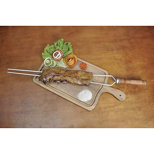 Mor - Espeto Alumínio Duplo Para Churrasco 90Cm