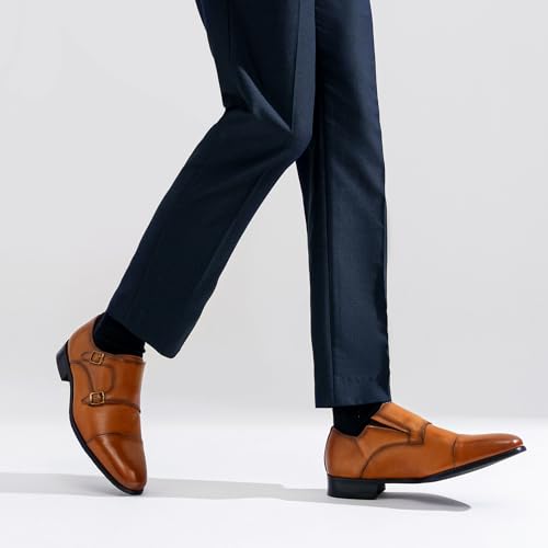 Jousen Mens Dress Shoes Double Monk Strap for Men 9028 Brown 12 by Jousen - Used condition - Image 7