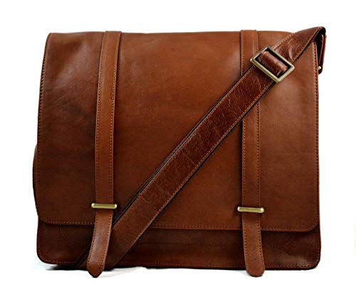 Sac traverser en cuir souple marron grand format pour dossiers et tablettes
