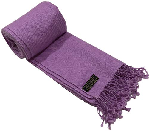 CJ Apparel Light Purple Lilac 100% Cashmere Shawl Pashmina Scarf Wrap Stole Head Wrap Hand Made in Nepal New2