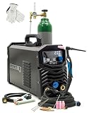 Spartus EasyTIG 206P DC TIG - Saldatrice Inverter 200A con Puls & Cold Weld, saldatrice a gas di protezione TIG 230 V, starter set pronto all'avvio