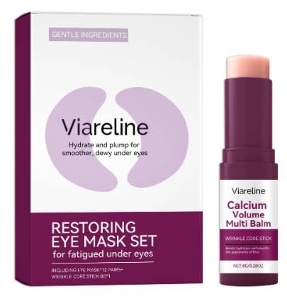 Calcium Multi Balm Stick + Individually Wrapped Hydrogel Under Eye Patches 24pcs (12 Pairs) , 2‑Step Multi‑Area Hydrating Skin Care Set, Smoothing the Look of Fine Lines, Gentle for Sensitive Skin