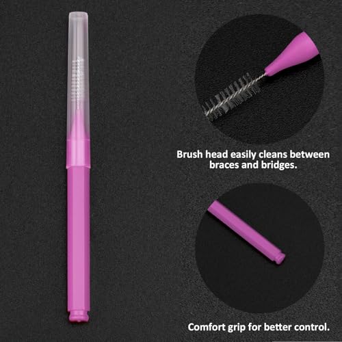 Image of Patelai 100 Pieces Braces Dental Brush for Cleaner Interdental Toothpick Dental Tooth Flossing Head Oral Hygiene Flosser Toothpick Cleaners Tooth Tool(Light Pink,Suitable Size)