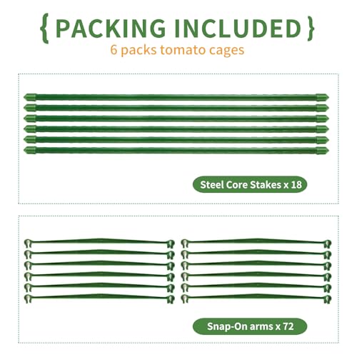 G-LEAF 6 Pack 5ft Tomato Cage for Garden Plant Support, Garden Stakes Tomato Cage, Tomato Cages Plant Stakes for Climbing Plants by G-LEAF - Used condition - Image 4
