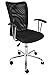 AVANTI TRENDSTORE - Migalli - Sedia da ufficio in tessuto a rete traspirante con braccioli, base cromata, girevole e su rotelle, con altezza regolabile, in diversi colori disponibile, dimensioni: LAP 58x86-96x52 cm (Nero)