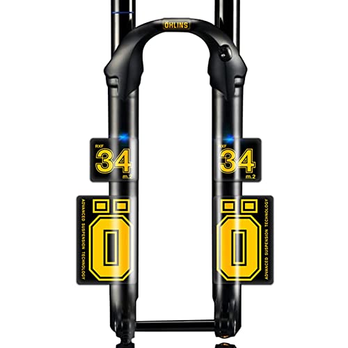 BUSEB Fahrrad-Vordergabel-Aufkleber Oh-lins RXF34 M.2 Vordergabel-Aufkleber Mountainbike-Stoßdämpfer-Farbwechsel-Aufkleber Fahrradzubehör (Color : Yellow)