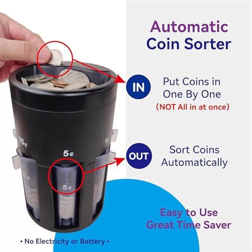 POCREATION Automatic Sorter Digital Counting Machine 5 in 1 Sorter Counter with 5 Tubes for US Pennies Nickels Dimes Quarters Dollars by POCREATION - Image 6