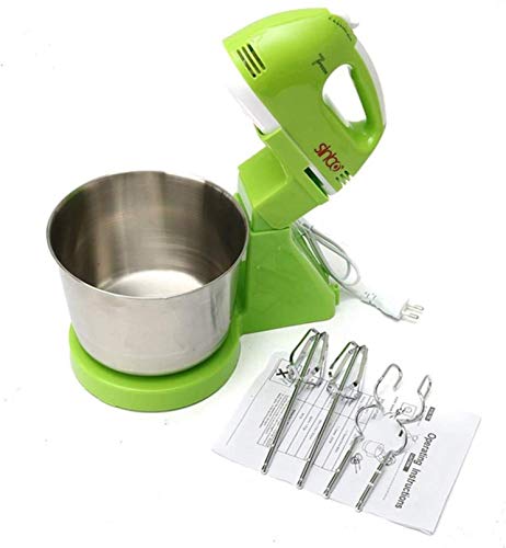 Tragbarer multifunktionaler 7-Gang-Elektro-Kuchen-Eierkuchenmixer Handmixer mit 1,7 l Schüssel Schlagsahne-Maschine, grün
