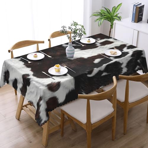 LORCARVIS Cow Print Tablecloth Animal Cowhide Polyester Rectangle Table Cloth Washable Seasonal Tabletop for Kitchen Dinning Party Outdoor Picnic 54 x 72 Inch Tablecloths by LORCARVIS - Used condition - Image 2