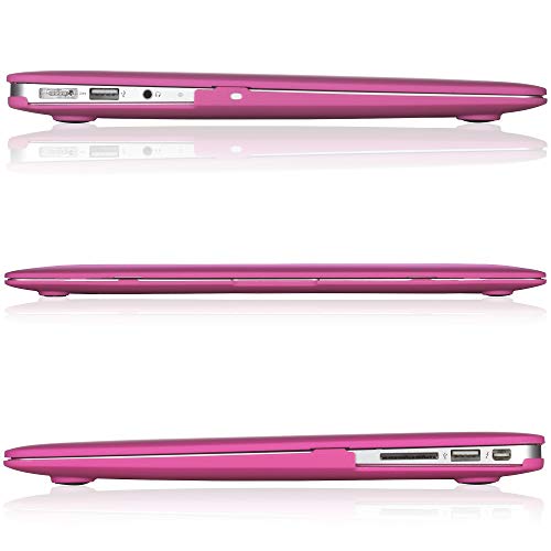 Kuzy MacBook Air 13 inch Case A1466 A1369 Soft Touch Cover for Older Version 2017, 2016, 2015 Hard Shell - Neon Pink