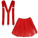 Goldschmidt Kostüme Tüllrock und Hosenträger Set Verkleidung Kostüm Karneval Petticoat Tutu (rot)