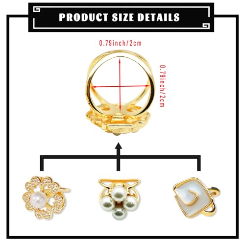 Image of 3pcs Elegant Rhinestone Daisy FLowers Scarf ring Buckle for Lady Heart Crystal Rhinestone Scarves Clip Buckle for women