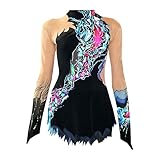 Rinkhockey Trikots for Rhythmische Gymnastik Damen Mädchen Trikot Schwarz Atmungsaktiv Handgemacht Mit Steinen Verziert Diamant Look Langarm Training Tanz Rhythmische Gymnastik(XXXS)