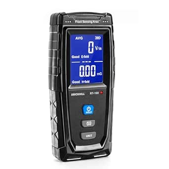 ERICKHILL EMF Meter, Handheld Digital Electromagnetic Field Detector with LCD Display, Sound-Light Alarm, Rechargeable Battery, for Home and Office