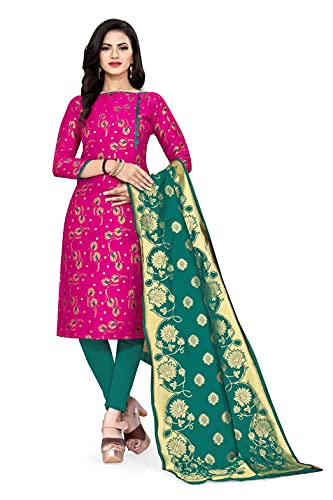 Image of AKHILAM Women's Jacquard Cotton Silk Unstitched Straight Salwar Suit Dress Material (6BNRS5 Parent)