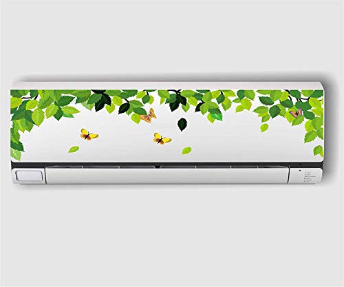 Image of Akki World Green bell With Butterfly Wall AC Sticker, Split Ac Stickers, Wall Air Conditioner Decorative Sticker