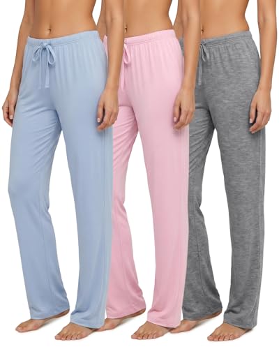 Image of 3 Pack Women's Pajama Pants Soft Lounge PJ Bottoms Comfy Sleepwear Pijamas