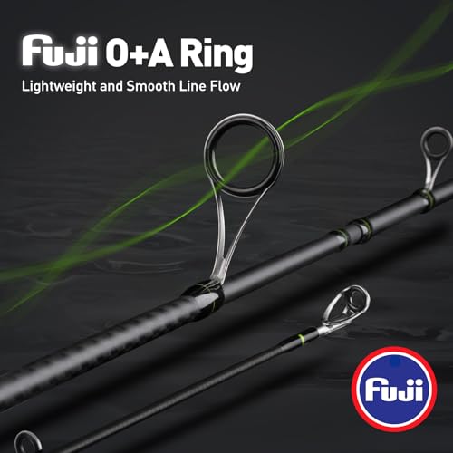 HANDING M1 Fishing Rod Spinning, Spinning Rod 24T Carbon Fiber, Fuji O+A Guides, Spinning Fishing Rod for Bass Trout, Medium Heavy Spinning Rod 1 Piece 6\'6\", EVA+Carbon Handle