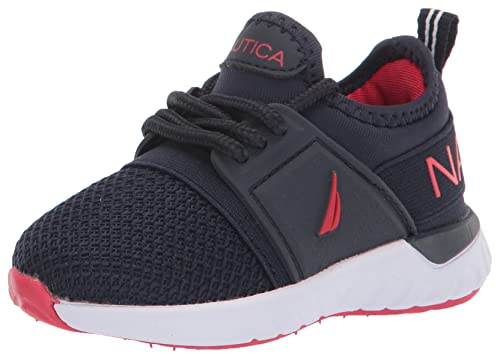 Nautica Kids Boys Lace-Up Fashion Sneaker Breathable Athletic Running Shoe-Kappil Saga Toddler-Navy/White/Red-9
