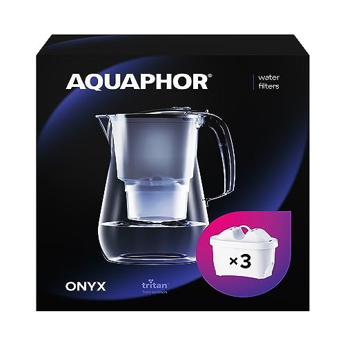 AQUAPHOR Onyx Black Water Filter Jug, Counter Top Design with 4.2L Capacity