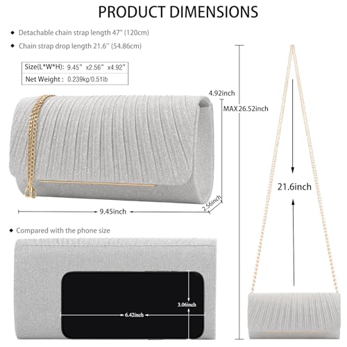 Image of Women's Sparkling Evening Clutch Purse-Glitter Handbag with Detachable Strap for Weddings, Prom, Cocktail Parties