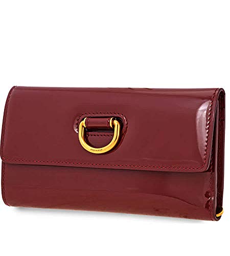 Burberry D-ring Patent Leather Continental Wallet- Crimson