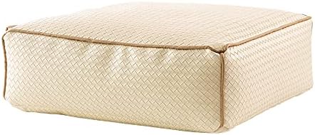 MOCOFO Home Decor 3D Woven Pattern Leather Sofa Stool PVC Modern Minimalist Square Plastic Leather Ottoman Pouf (Light Green,45x45x15cm)