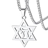 FaithHeart Jewish Jewelry Hebrew Pendant Necklace Stainless Steel Chai Neck Chain for Male