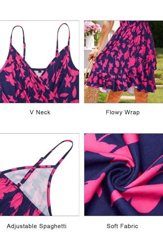 Image of Newshows Women's Lightweight Summer Wrap Dress 2026 V Neck Spaghetti Strap Midi Beach Vacation Sundress