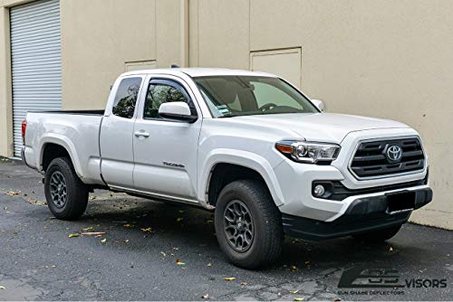 Fits All 2016-2023 Toyota Tacoma Access Cab Models | EOS Visors in-Channel Style Smoke Tinted Side Vents Window Deflectors Rain Guards