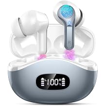 Rinsmola Bluetooth 5.4 Headphones, 3D-Stereo Wireless Earbuds Deep Bass in Ear Buds, 4 ENC Noise Cancelling Mic, 48Hrs USB-C Earphones, IP-X7 Waterproof Headset Sport Gym Workout for Laptop Pad, Gray