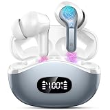 Rinsmola Bluetooth 5.4 Headphones, 3D-Stereo Wireless Earbuds Deep Bass in Ear Buds, 4 ENC Noise Cancelling Mic, 48Hrs USB-C Earphones, IP-X7 Waterproof Headset Sport Gym Workout for Laptop Pad, Gray