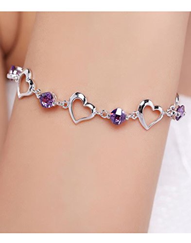 Karatcart Platinum Plated Purple Crystal Bracelet for Women - Image 2