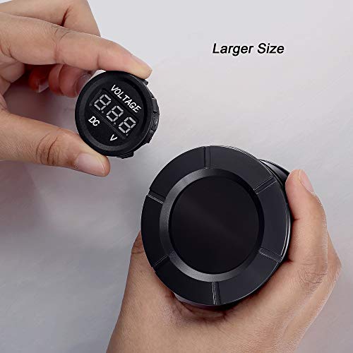 CrocSee DC 0~300V LCD Display Digital Voltmeter Voltage Meter Gauge Tester for Car Motorcycle Boat Marine Vehicle Truck RV Battery Monitor Calibratable Round Panel