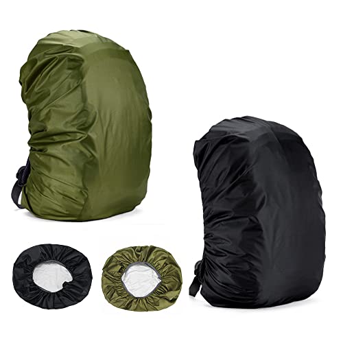 2 Pack Waterproof Rain Cover for Backpack, Waterproof Backpack Cover 45-50L Adjustable Bag Rain Cover for Camping, Hiking,Hunting, Traveling, Biking and More