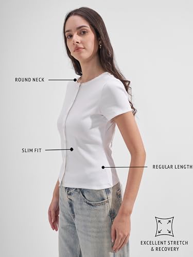 Image of Tokyo Talkies Women Pure Cotton Tops for Woman|Regular Fit Slim fit Crop Tops for Women Western|Top Tshirt for Women Stylish Western|Suitable for Casual and Workwear