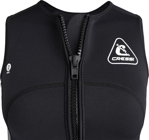 CRESSI Women’s Guardian Neoprene Zipper Vest 2mm Doppelt Gefütterte Neoprenweste mit Reißverschluss, Schwarz/Aquamarin, M/3