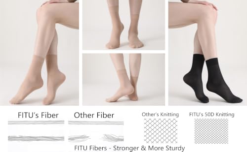 Image of Women's 50D Ankle High Sheer Stocking Socks | 50D, Reinforced Toe, Strechty Top Band, Breathable, Silky Smooth, Box Packing