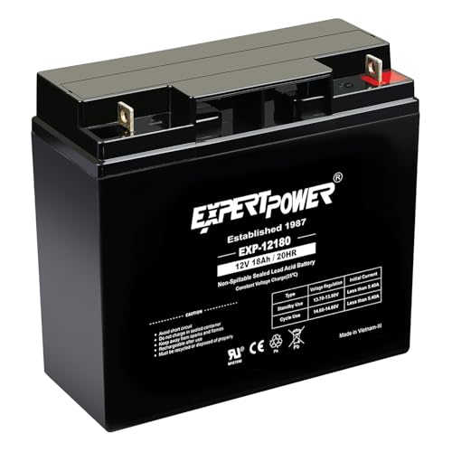 ExpertPower EXP12180 12V 18Ah / 20HR AGM - Rechargeable 12V Battery with NB Terminal, Sealed Lead Acid Battery for Alarm Systems, Generator, Wheelchair, Solar Power, UPS Replacement UB12180 & 6FM18